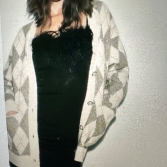 NWT. Zara Argyle Sweater/ Cardigan. - Picture 10 of 11